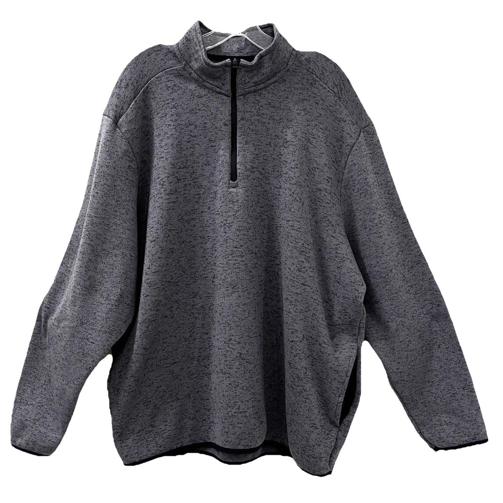 Jack Nicklaus Mens Sweater XXL Gray Black Fleece Lined Quarter Zip Pullover Golf